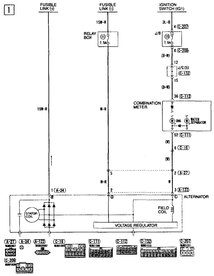 Схема системы зарядки (Мицубиси L200 4, 2005-2014, дизель ...