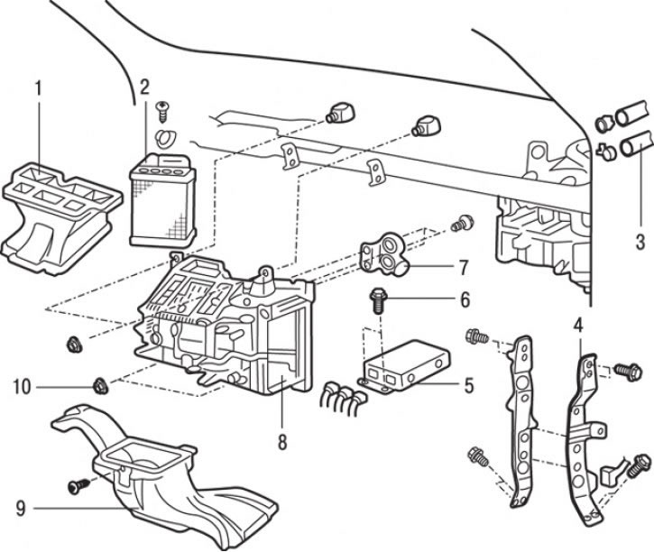 Где находится мотор печки митсубиси диамант Heater and heater radiator - removal and installation (Mitsubishi Carisma, 1995-