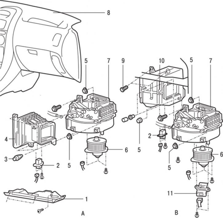 Где находится мотор печки митсубиси диамант Heater fan and resistor - removal and installation (Mitsubishi Carisma, 1995-200