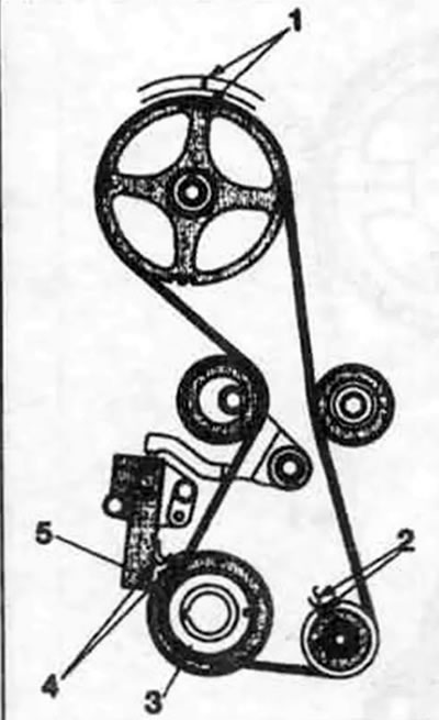 7.10с. Положение установочных меток на 16-клапанном двигателе SOHC. Обратите внимание на крепление…