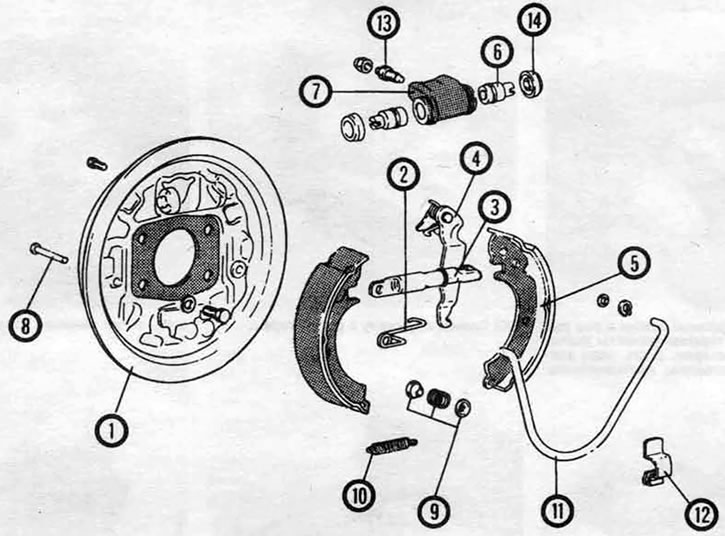 6.4а. Задний барабанный тормозной механизм (модели 1988 года и ранние модели Mirage и Precis).  1.…