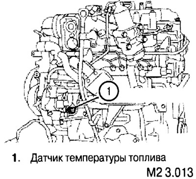 Датчик установлен в ТНВД. Сигнал этого датчика служит для коррекции количества впрыскиваемого…