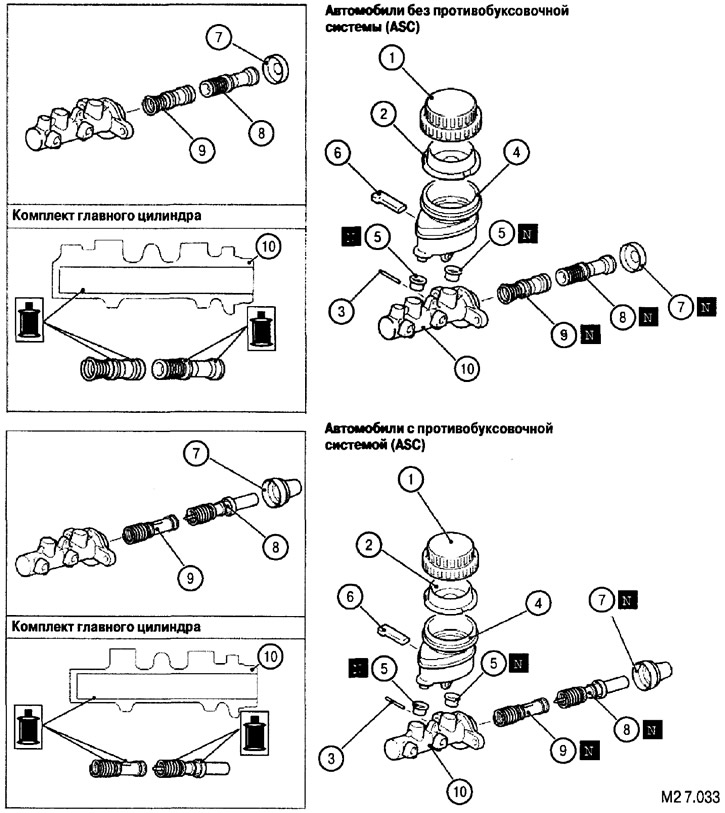 Разборка и сборка главного тормозного цилиндра (Мицубиси L200 4, 2005 ...