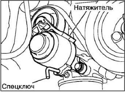 Внимание! Если ремень привода навесных агрегатов используется повторно, нанесите мелом на обратной…
